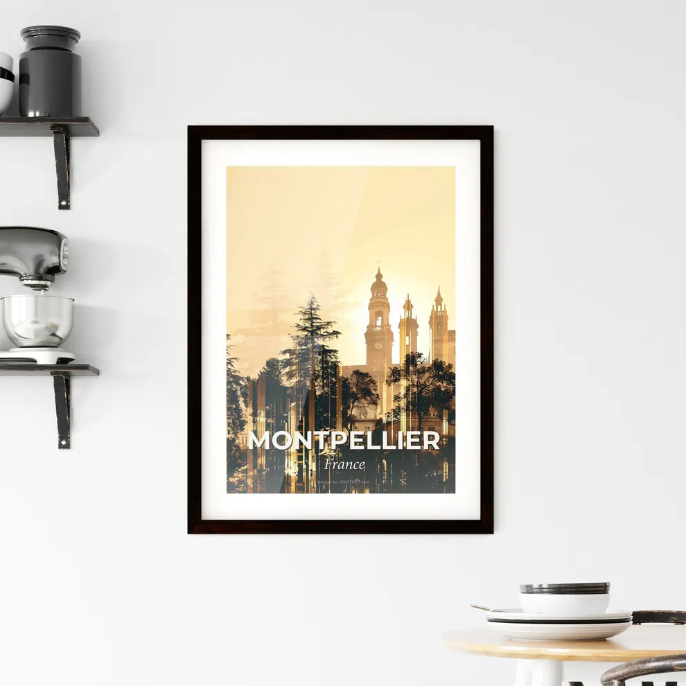 Montpellier Skyline Double Exposure Poster Art Framed Print