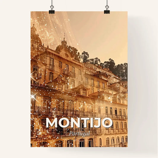 Montijo City Skyline Art Poster, Bright Beige Poster