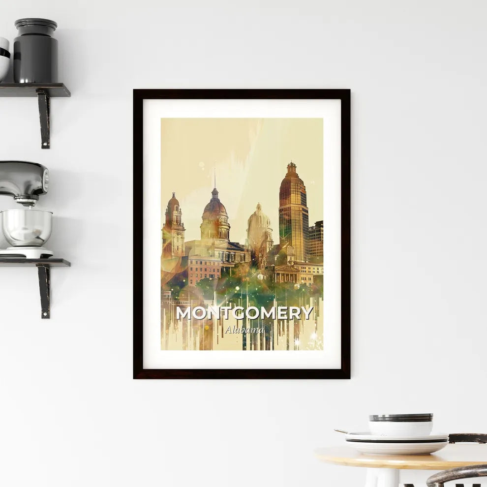 Montgomery City Skyline Composite Art Poster Framed Print