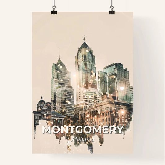 Montgomery Cityscape Art: Icons, Sparkle, Beige Poster