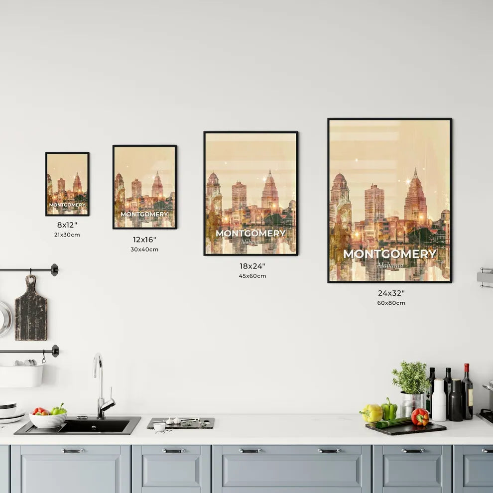 Montgomery: Double Exposure City Skyline Poster Office Art