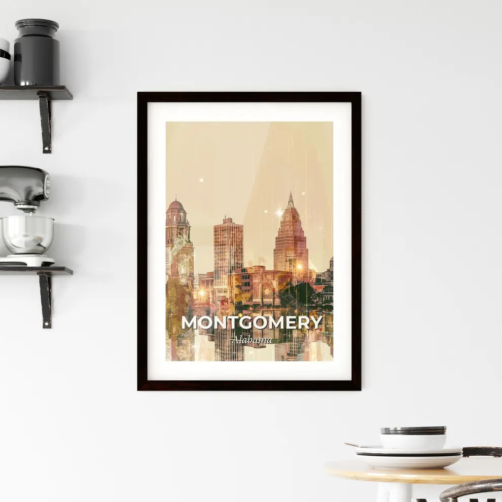 Montgomery: Double Exposure City Skyline Poster Framed Print