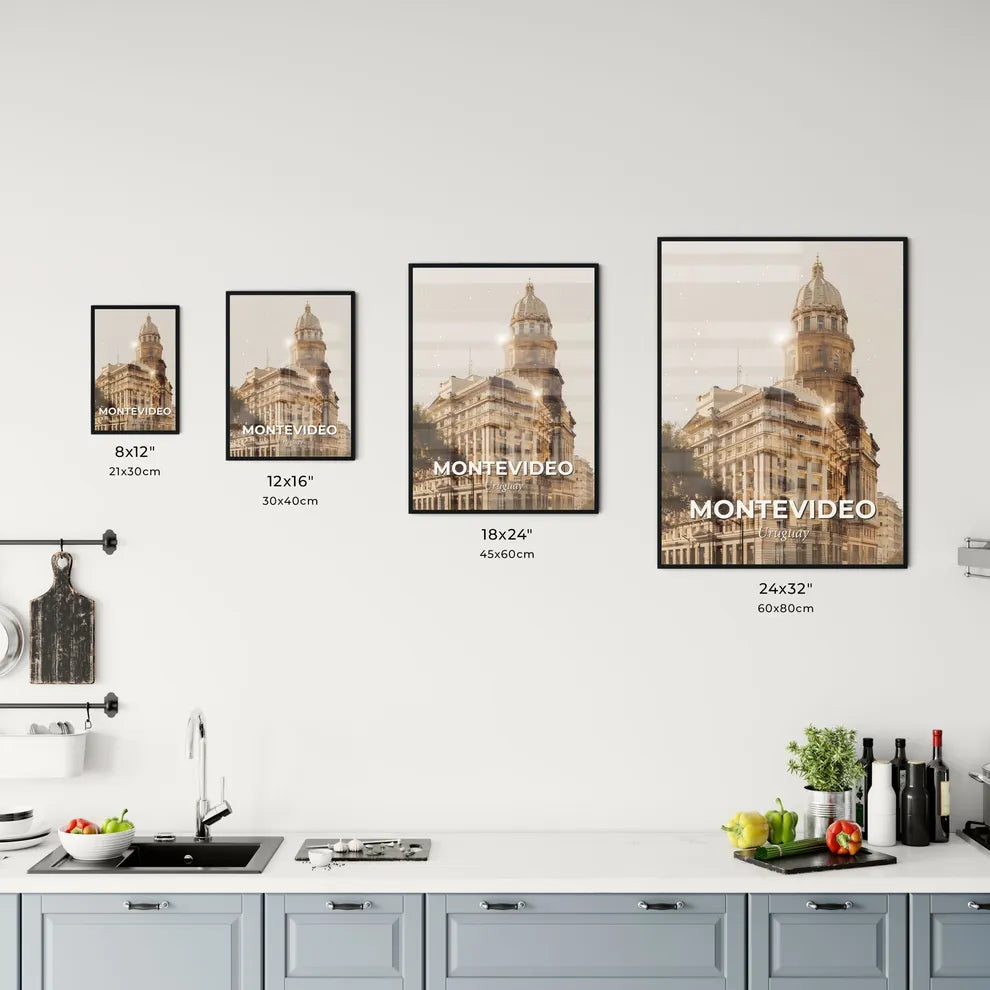 Montevideo Skyline Double Exposure City Icons Poster Office Art
