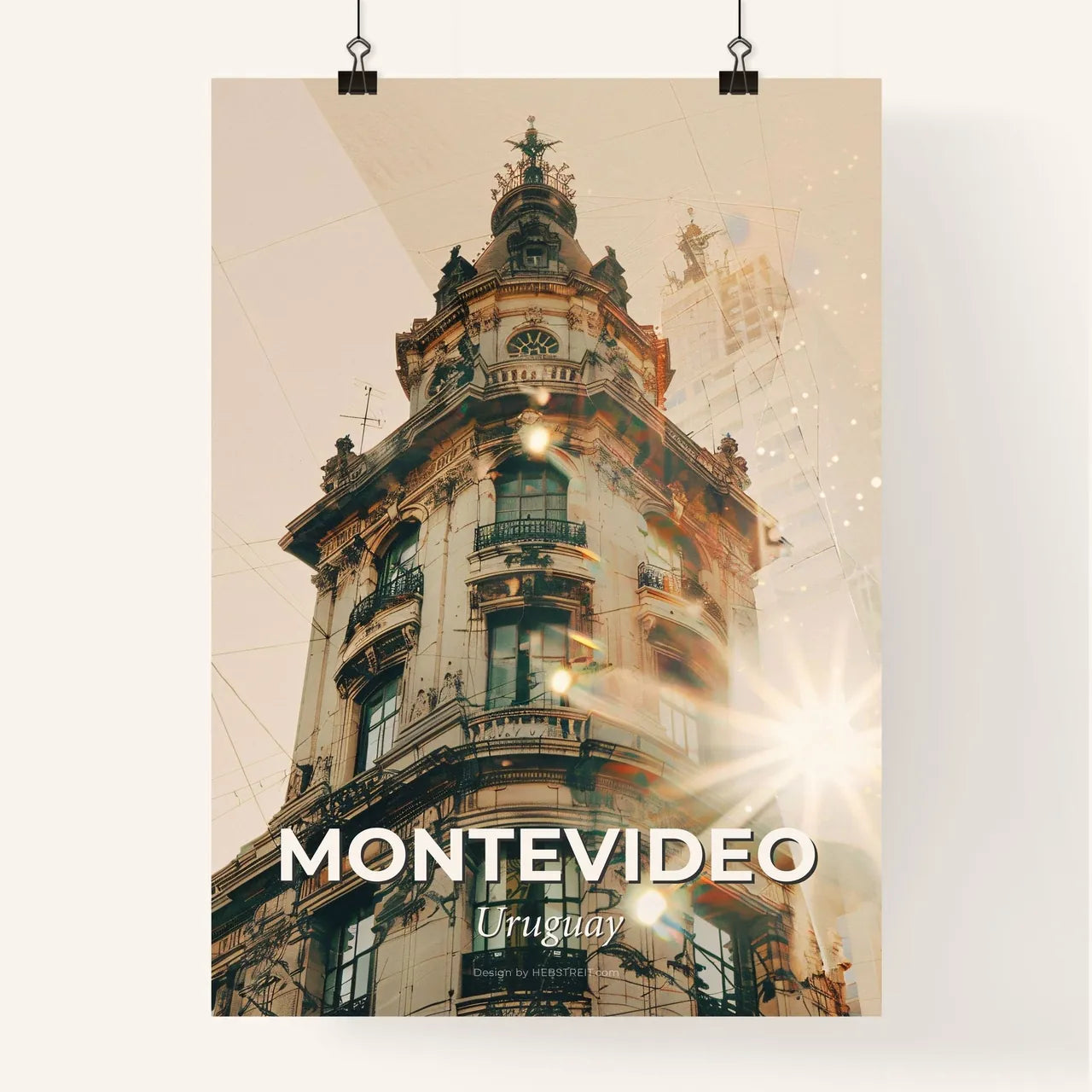 Montevideo Cityscape: Double Exposure Art Poster Poster