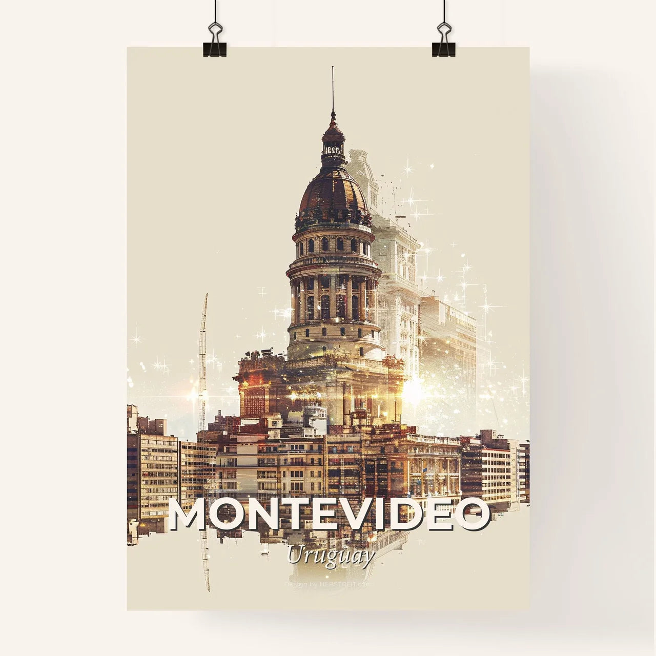 Montevideo City Skyline Sparkling Poster Art Poster