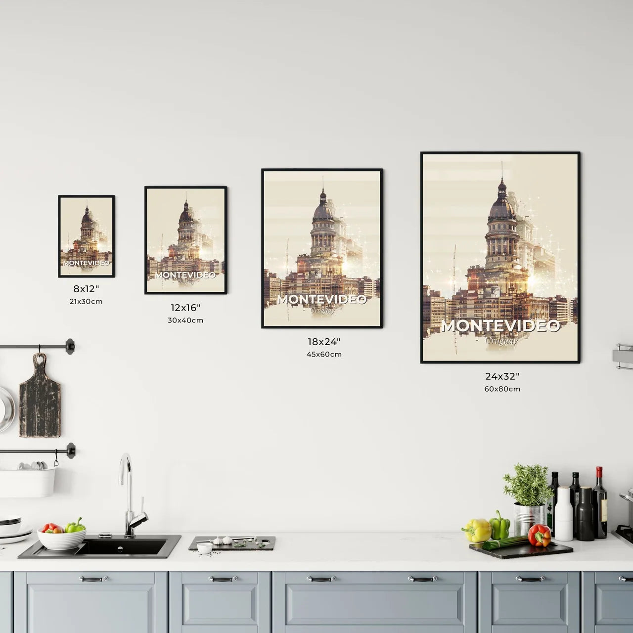 Montevideo City Skyline Sparkling Poster Art Office Art