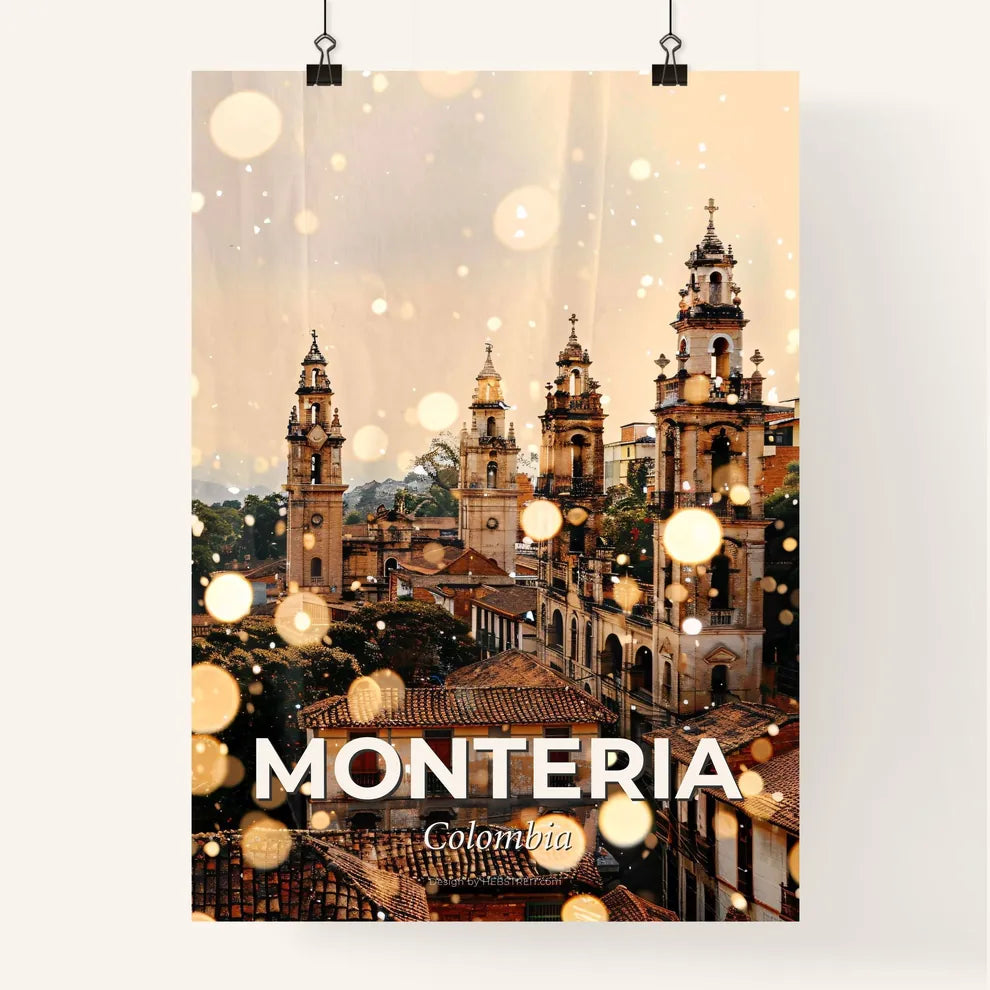 Monteria Skyline Composite Art: Local Colors, Bright Sparks Poster