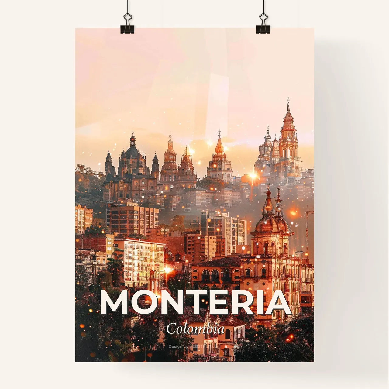 Monteria Skyline Double Exposure Poster Poster