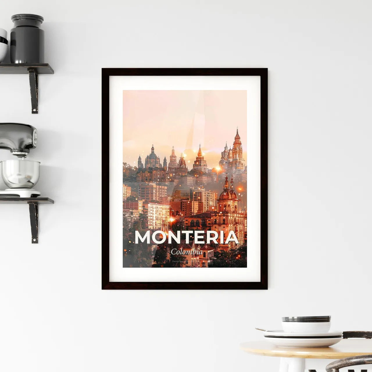 Monteria Skyline Double Exposure Poster Framed Print