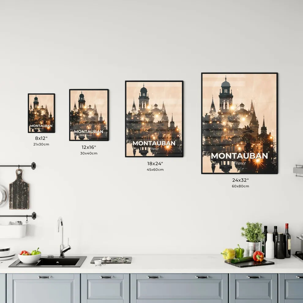 Montauban City Skyline Silhouette Art Poster Office Art