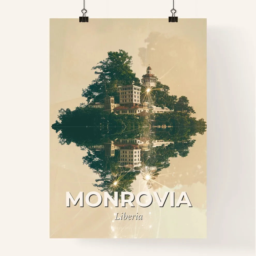 Monrovia Skyline Art: Iconic Cityscape Glitter Poster