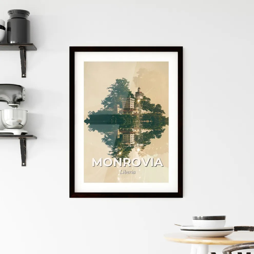 Monrovia Skyline Art: Iconic Cityscape Glitter Framed Print