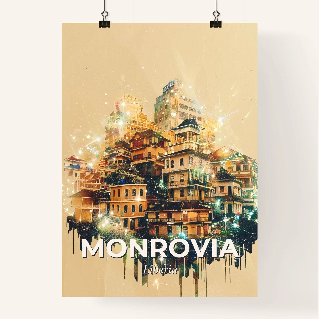 Monrovia Skyline Exposure Art Poster Poster