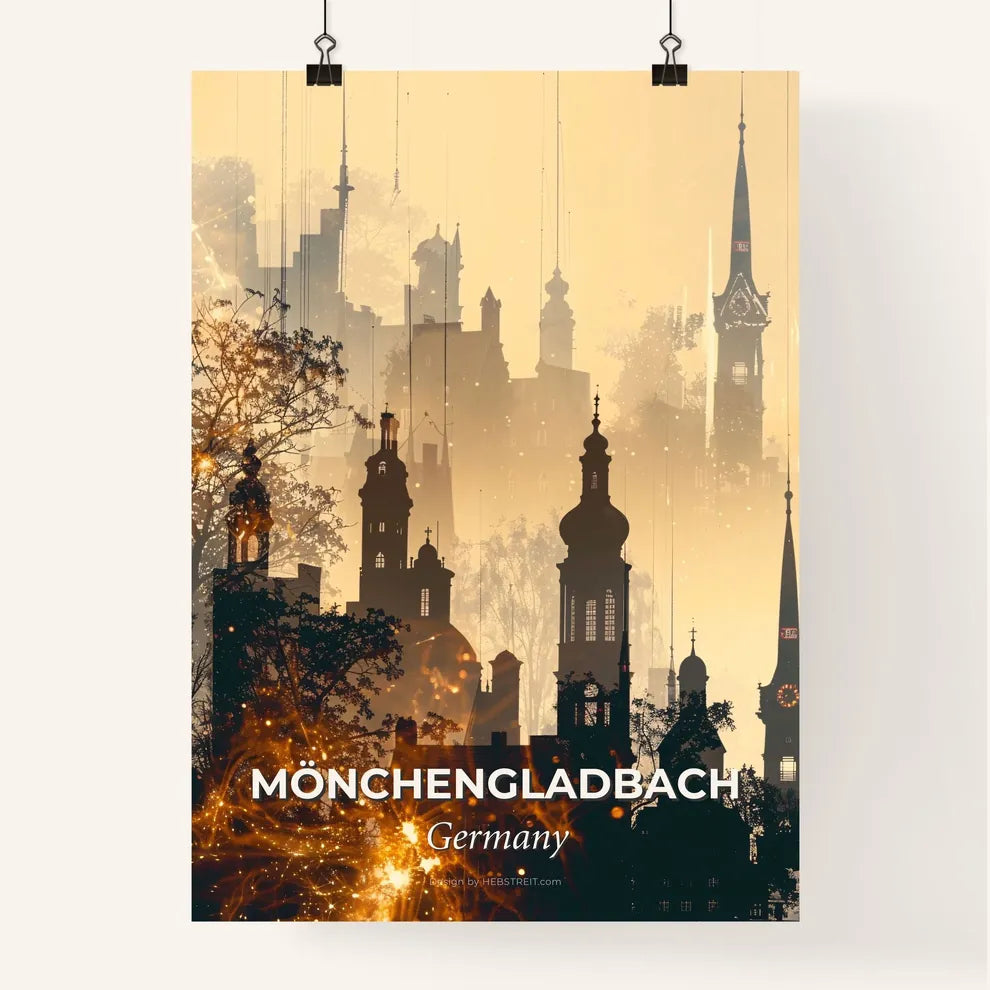 Monchengladbach City Skyline Bright Beige Poster Poster
