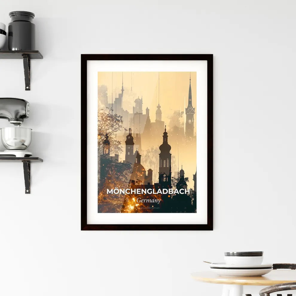 Monchengladbach City Skyline Bright Beige Poster Framed Print