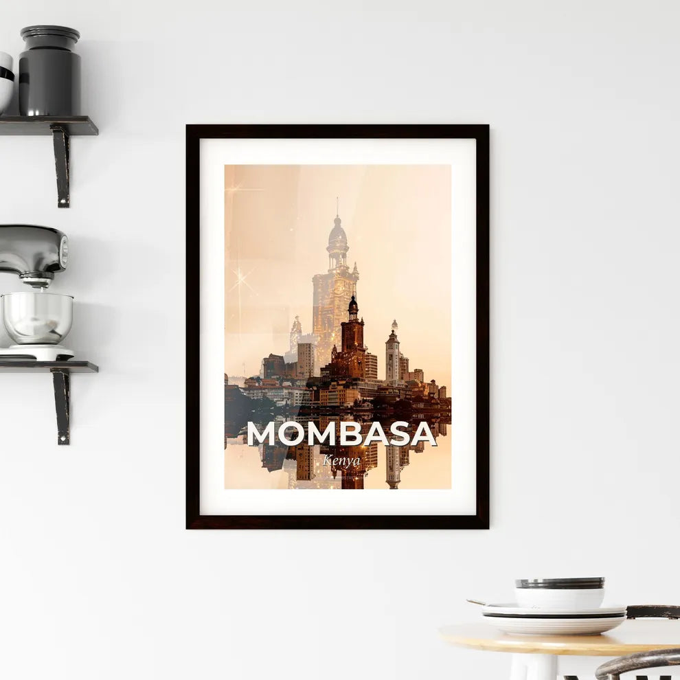 Mombasa Skyline Composite: Brilliance in Beige Framed Print