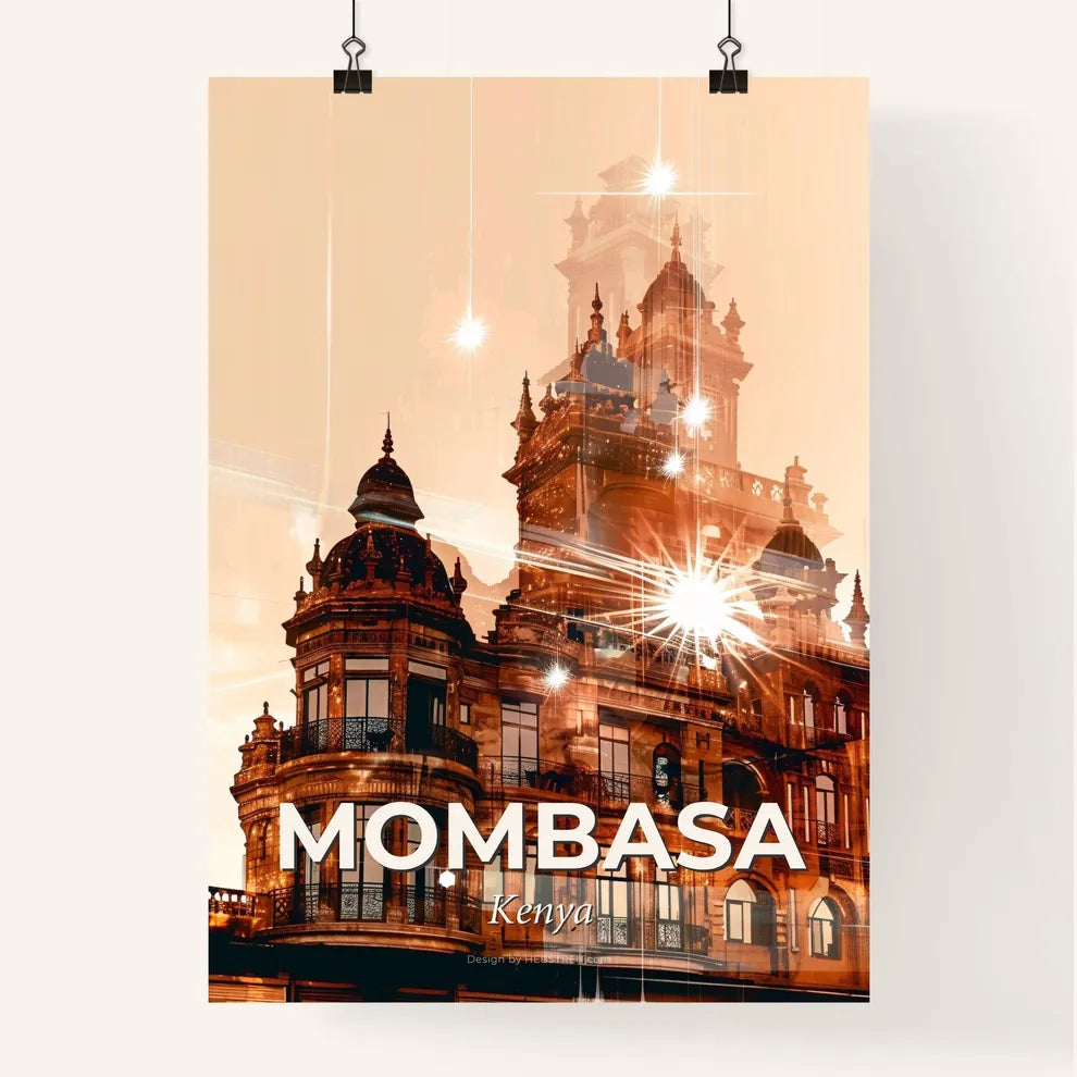 Mombasa Skyline Double Exposure Composite Art Poster