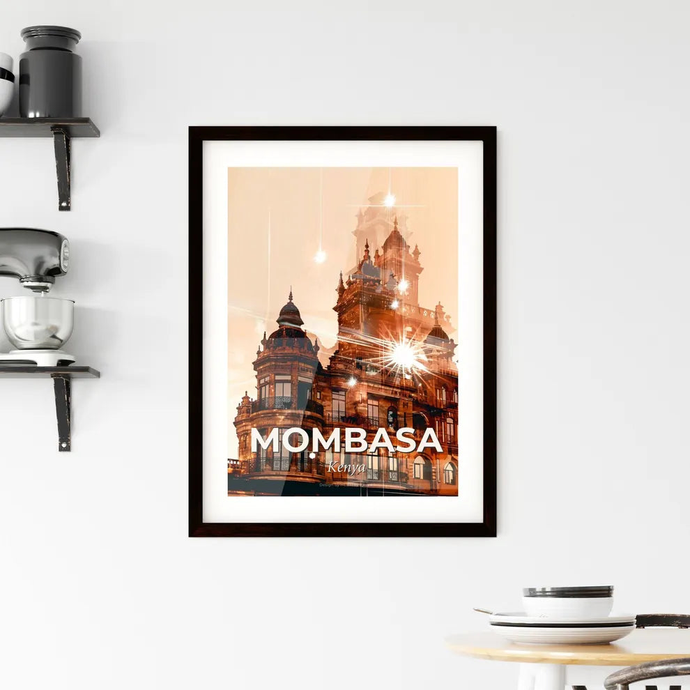 Mombasa Skyline Double Exposure Composite Art Framed Print
