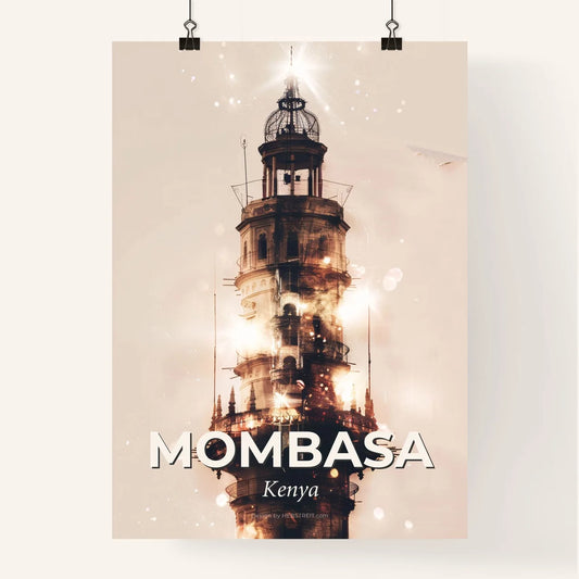 Mombasa Skyline Composite Art: Tropical City Lights Poster