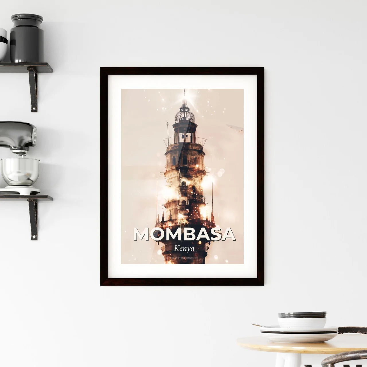 Mombasa Skyline Composite Art: Tropical City Lights Framed Print