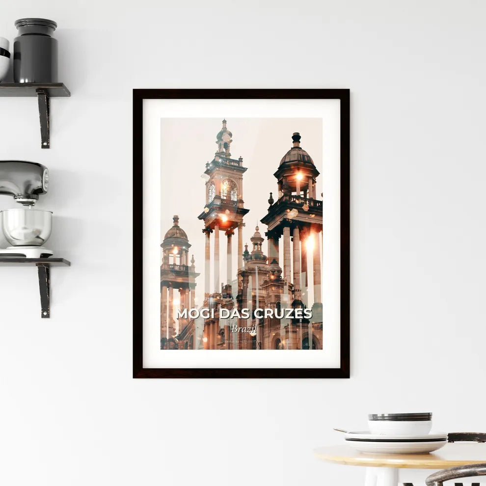 Mogi das Cruzes City Skyline Double Exposure Composite Art Framed Print