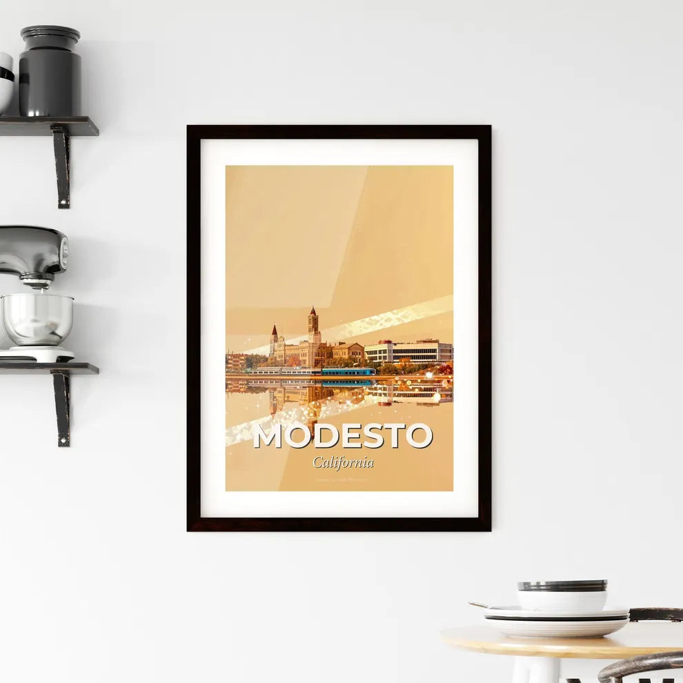 Modesto Cityscape Composite Art Print Framed Print