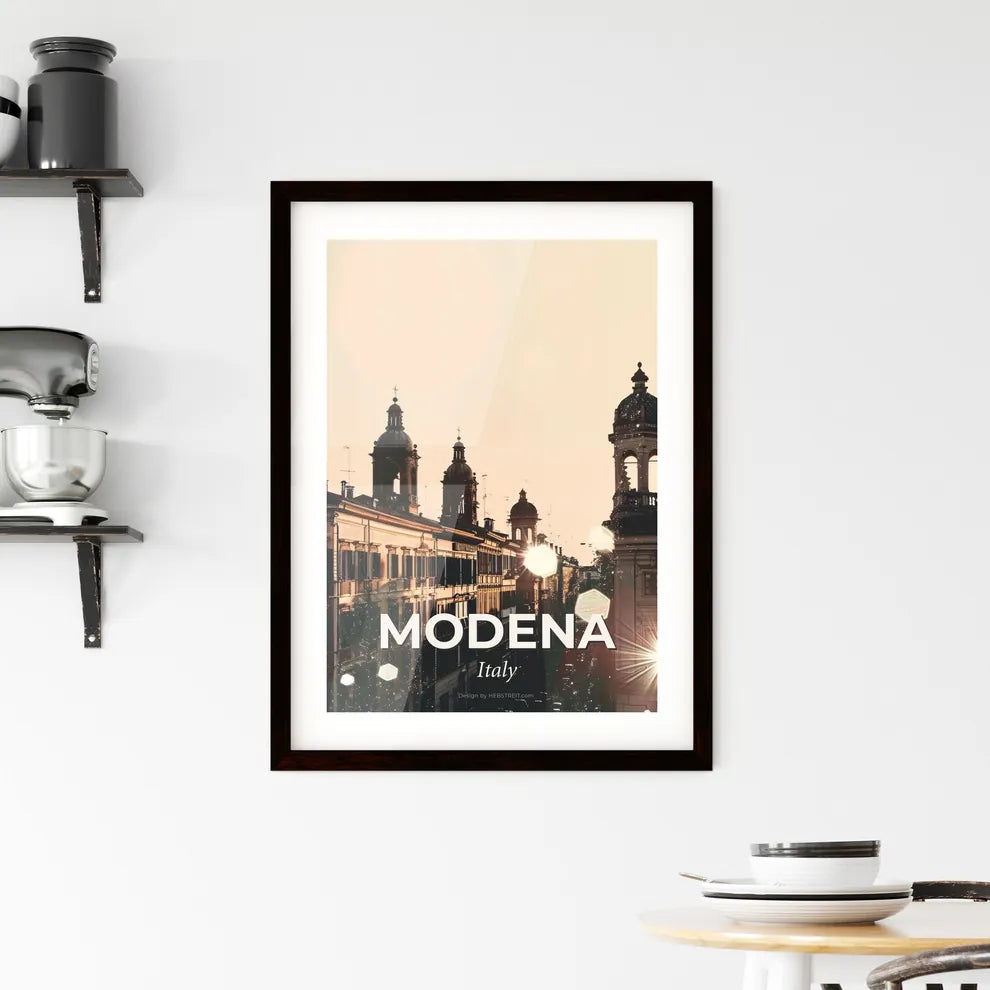 Modena Cityscape Night Composite Art Framed Print