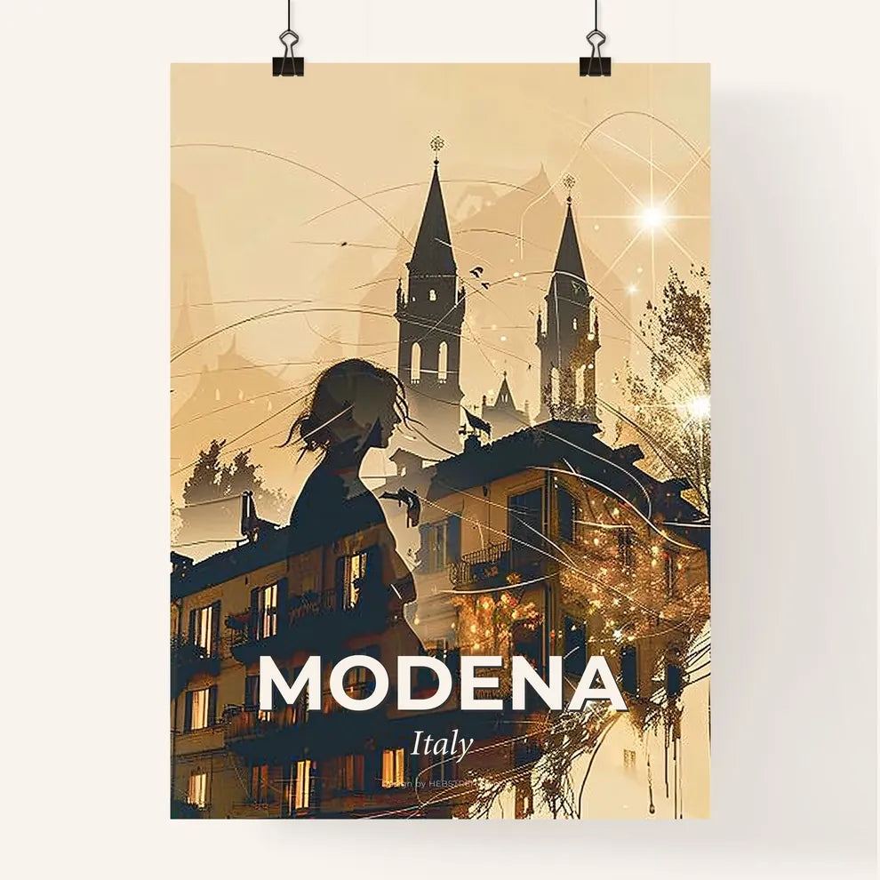 Modena City Skyline Composite Artwork Poster Poster