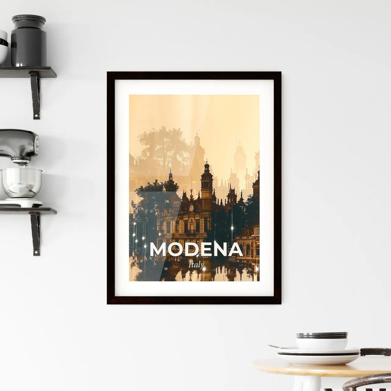 Modena Skyline Double Exposure Dreamy Poster Art Framed Print