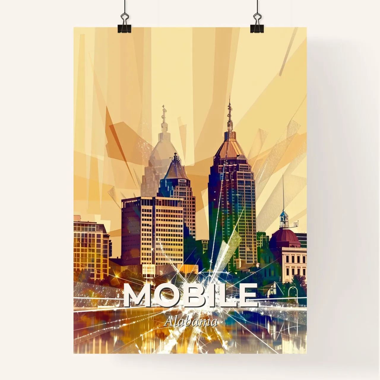 Mobile City Skyline Composite Poster Art Poster