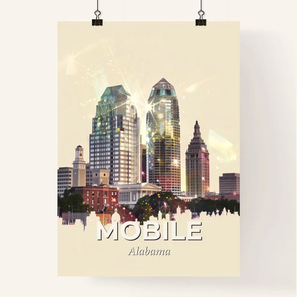 Mobile City Skyline Impressionistic Poster Art Poster