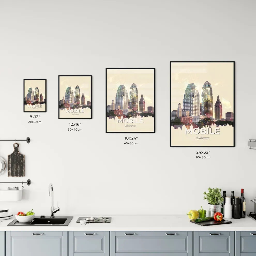 Mobile City Skyline Impressionistic Poster Art Office Art