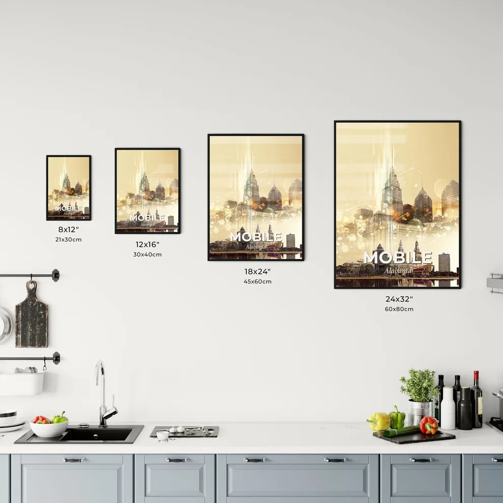 Mobile City Light Sparkle Skyline Office Art