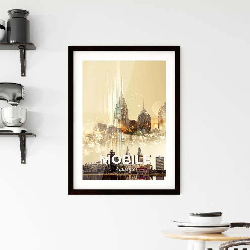 Mobile City Light Sparkle Skyline Framed Print