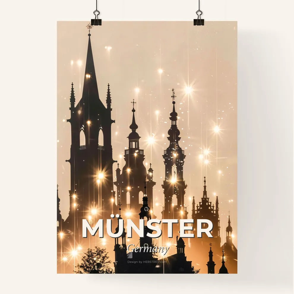 Münster Skyline Double Exposure Cityscape Silhouette Poster Poster