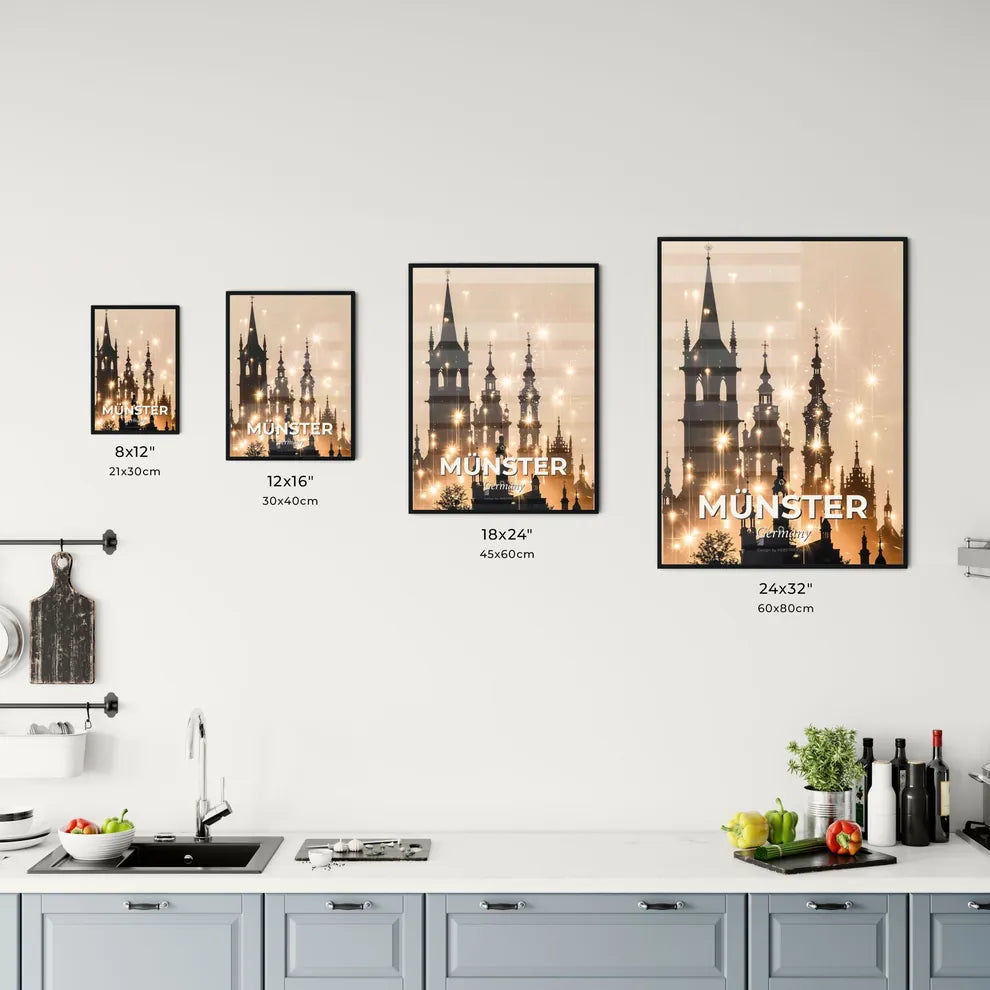 Münster Skyline Double Exposure Cityscape Silhouette Poster Office Art