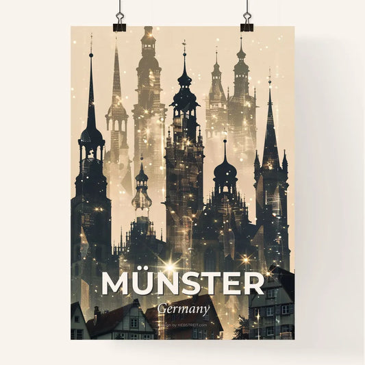 Münster Double Exposure Poster Print Skyline Icons Art Poster