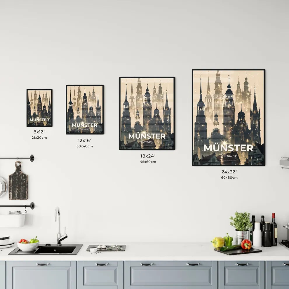Münster Double Exposure Poster Print Skyline Icons Art Office Art