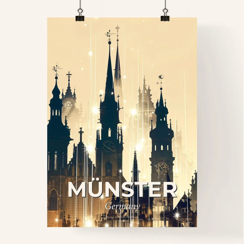 Münster Cityscape Skyline Poster in Warm Hues Poster