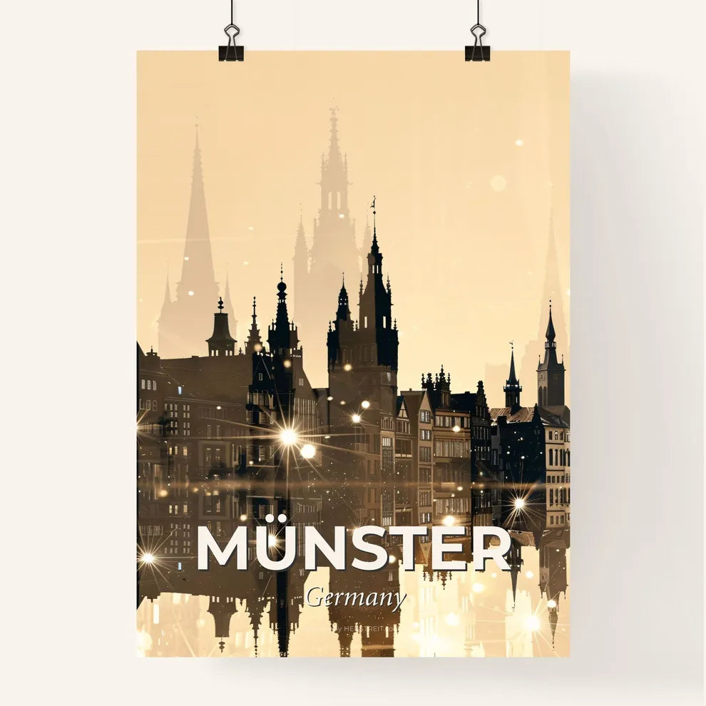 Muenster Skyline Double Exposure Poster Poster