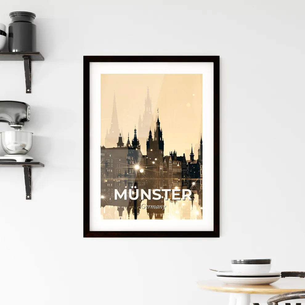 Muenster Skyline Double Exposure Poster Framed Print