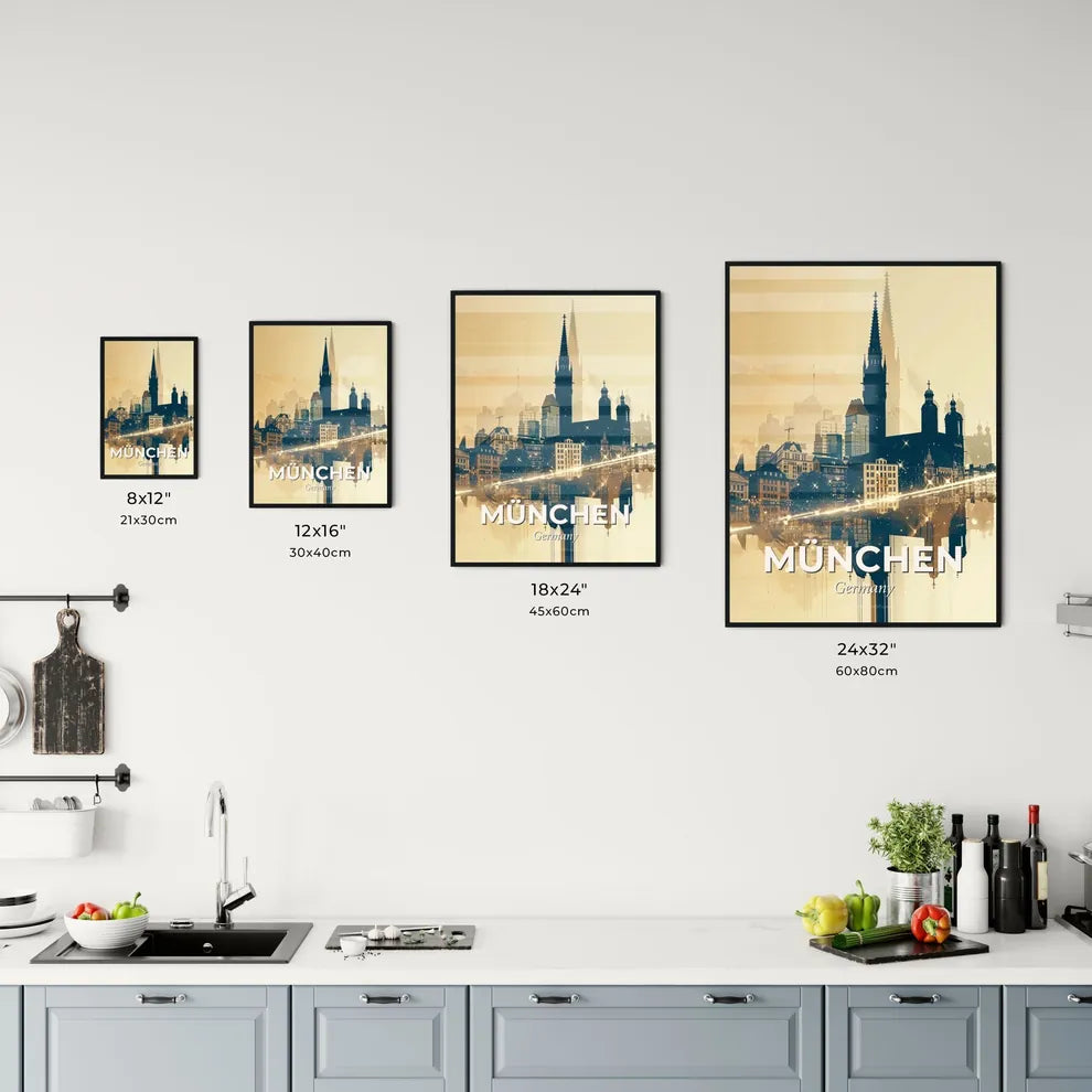 Munich Skyline Double Exposure Art Print Office Art