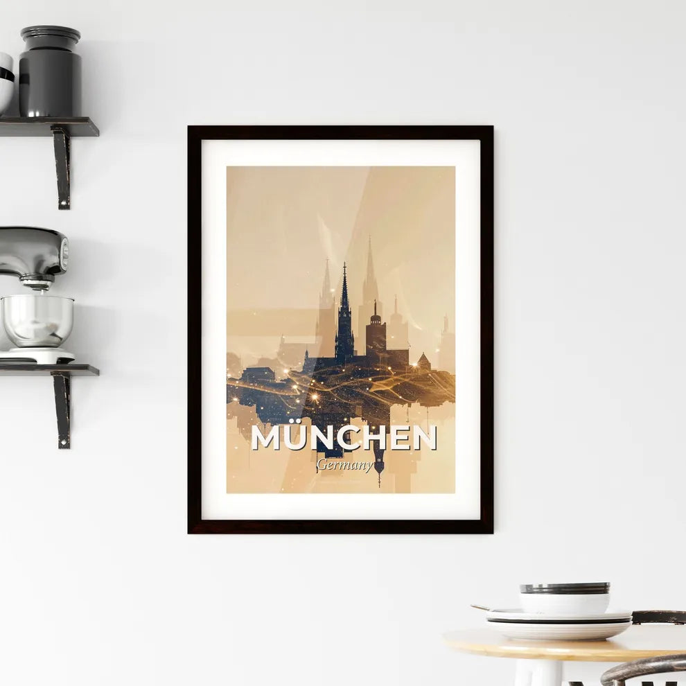 Münchens Iconic Skyline in Double Exposure Composite Framed Print