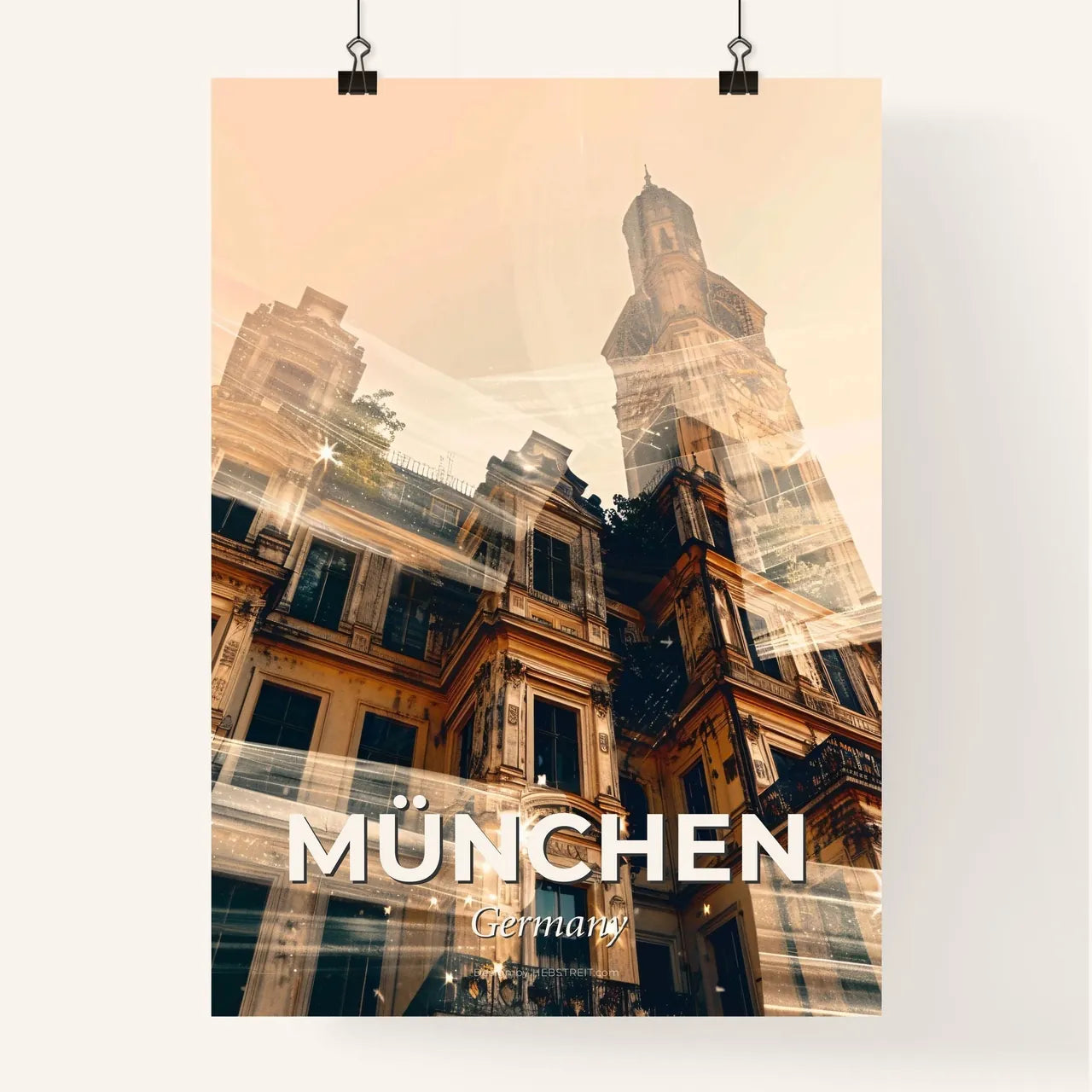 Munich City Skyline Composite Artwork Poster Poster