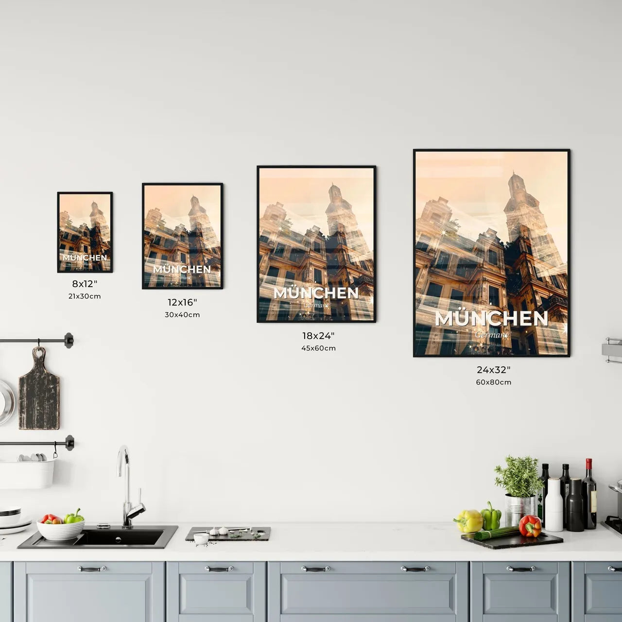 Munich City Skyline Composite Artwork Poster Office Art