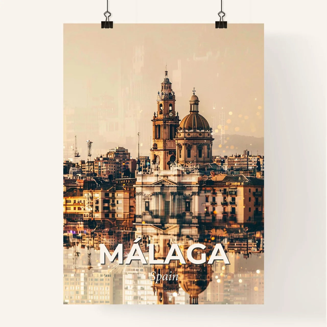 MÃ¡laga City Icons Double Exposure Poster Poster