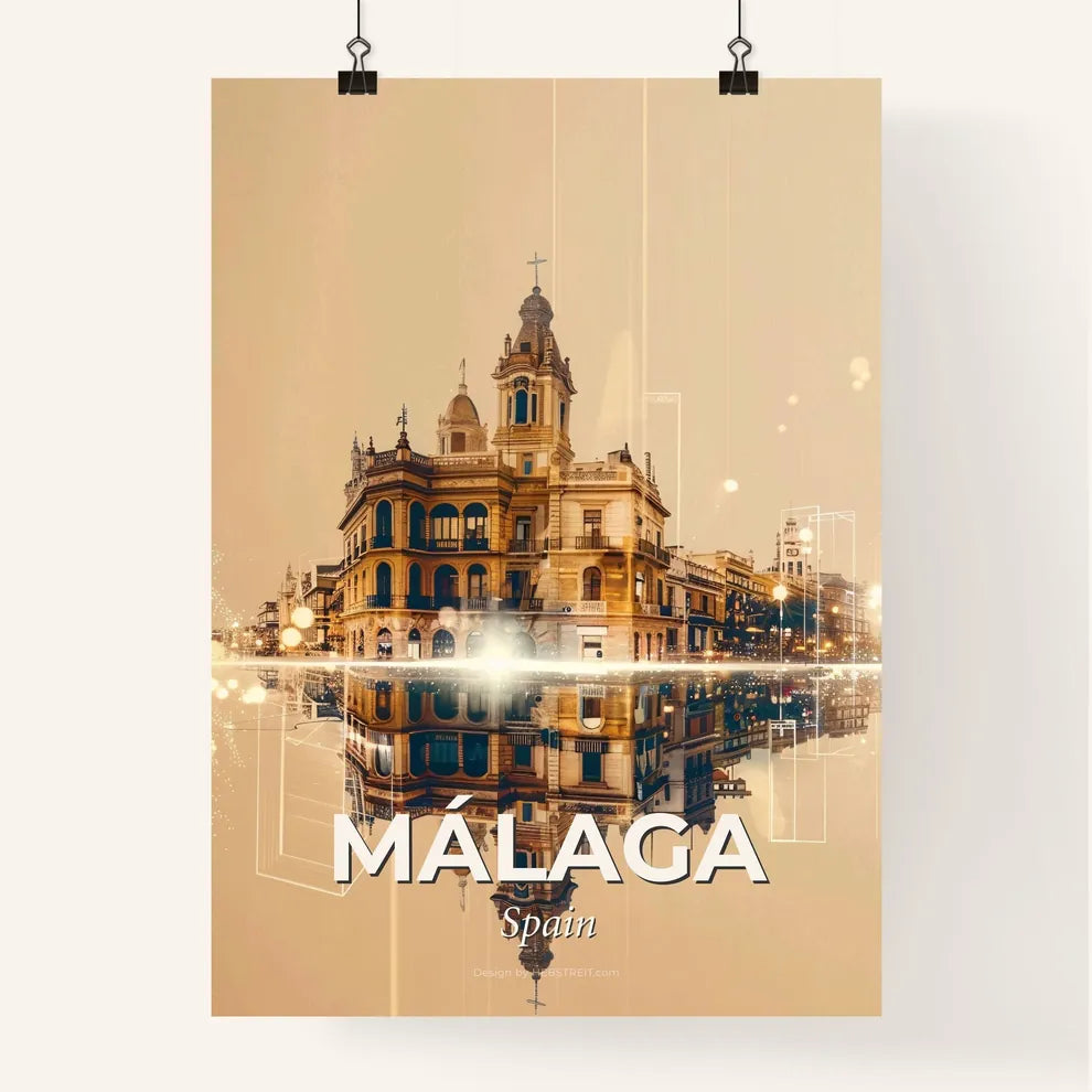 Málaga Skyline Double Exposure Art Poster Poster