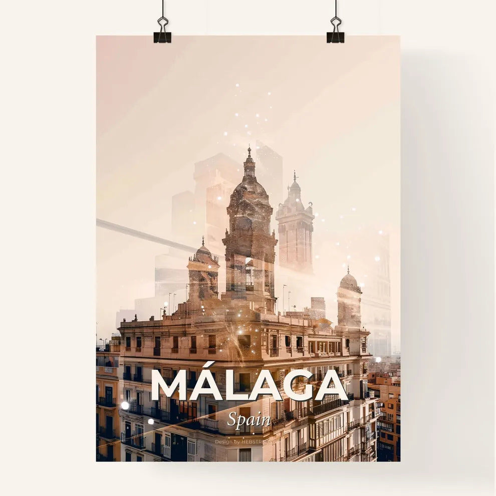 Málaga Skyline Double Exposure Composite Art Print Poster