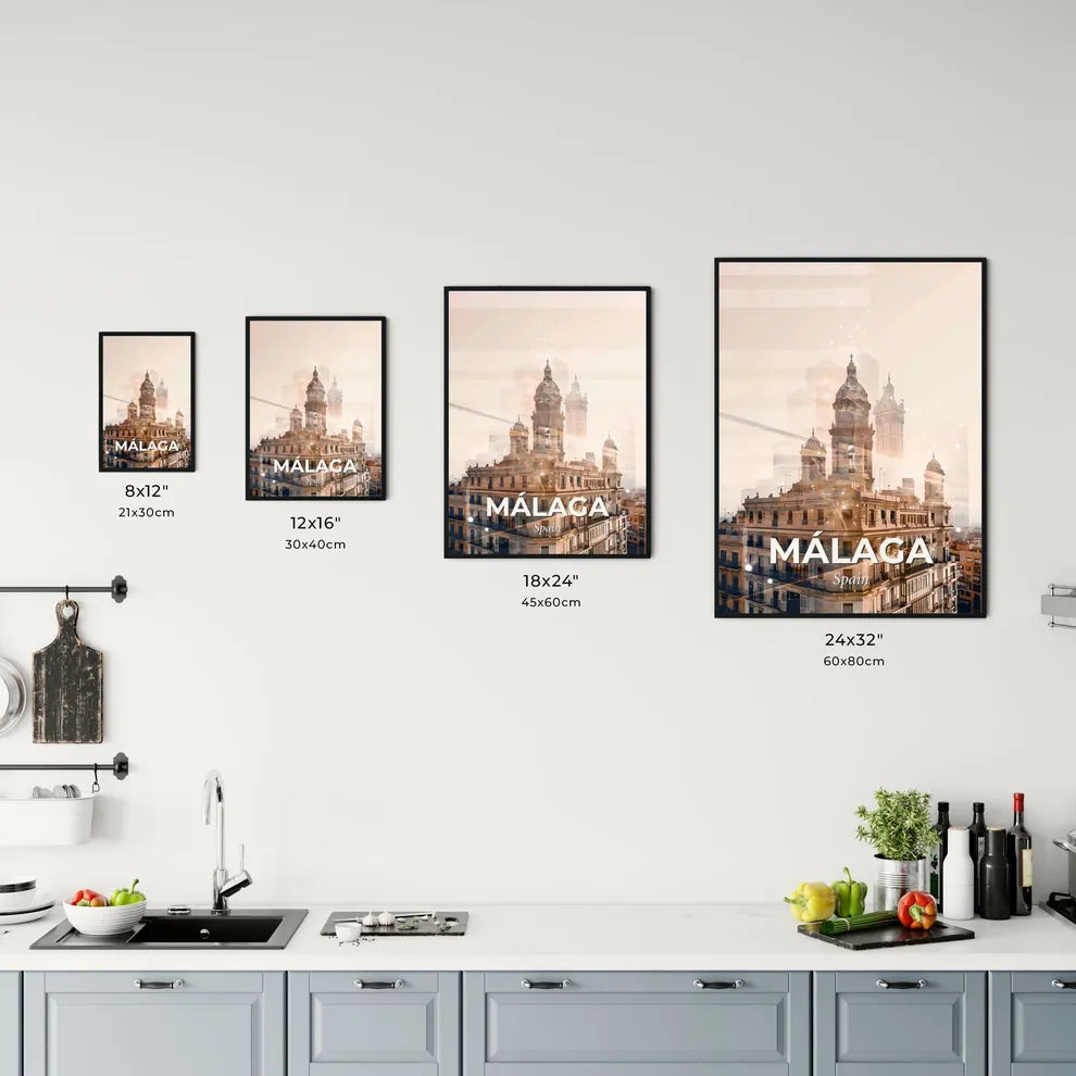 Málaga Skyline Double Exposure Composite Art Print Office Art
