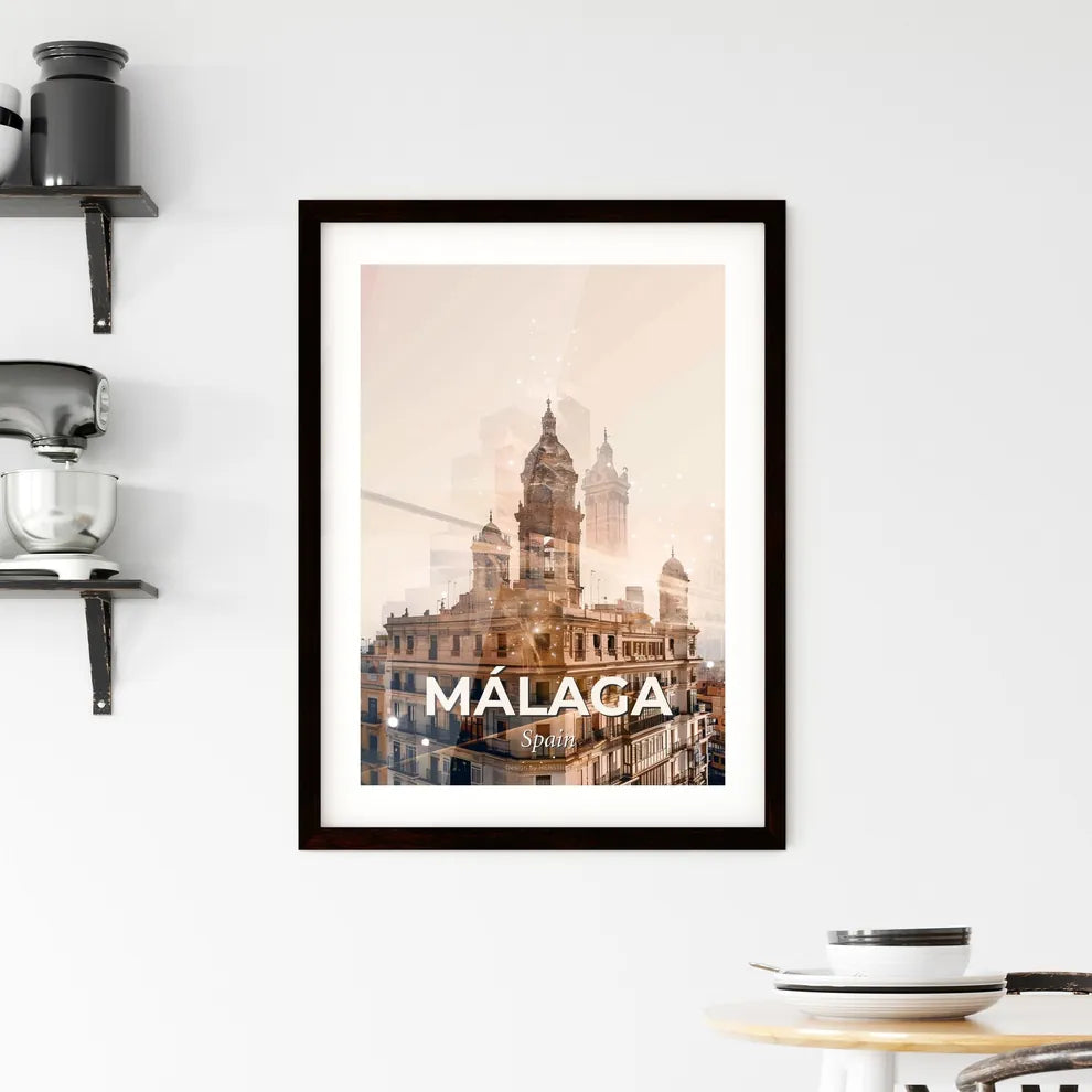 Málaga Skyline Double Exposure Composite Art Print Framed Print